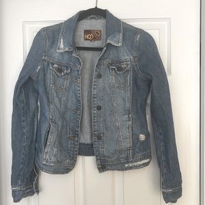 Distressed denim jacket